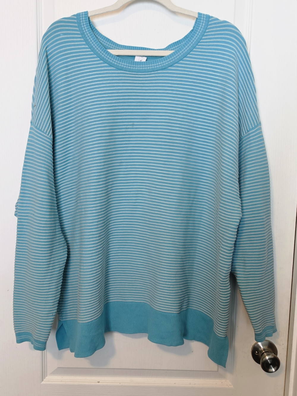 Women's Light Blue Striped Crewneck Sweatshirt